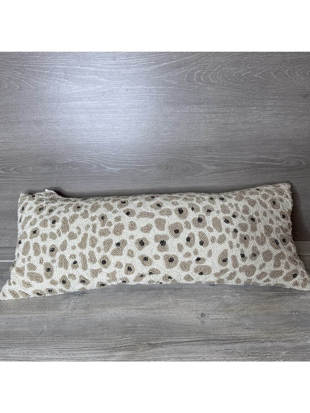 27 x 10 Lumbar Leopard Pillow Beaded India
